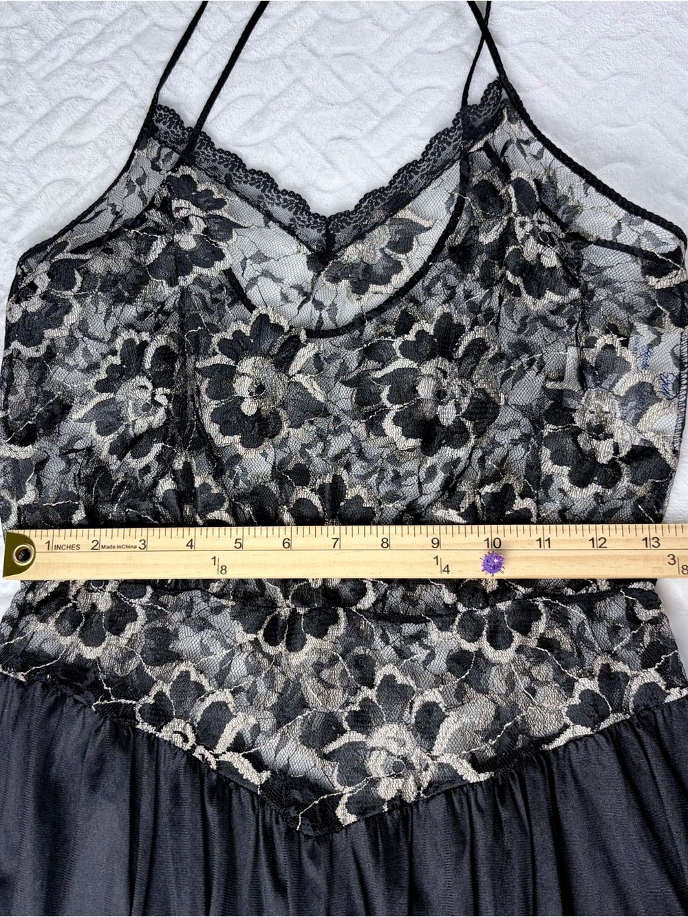 Vintage 80s Undercover Wear Made in USA Full Lace Bodice slip dress Size M - Picture 8 of 12